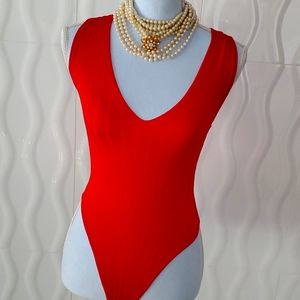 FREE PEOPLE INTIMATES DEEP V-NECK KNIT RACERBACK BODYSUIT XS